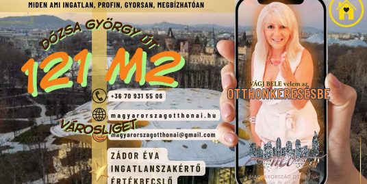 „Exkluzív ár előny” az ÖN befektetése, VÁROSLIGETTEL SZEMBEN ELADÓ 121 M2-es NAGY LAKÁS!- FIGYELEM!!!